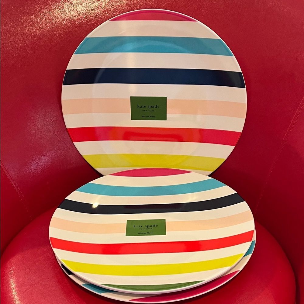 Kate Spade Colorful Striped Dinner Plates (4)